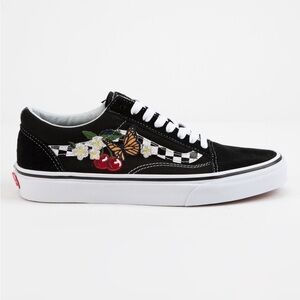 Vans Floral Butterfly Embroidered Checkered print suede sneakers size 6 women